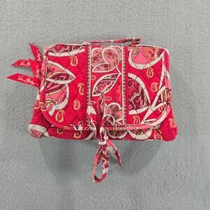 Vera Bradley Toiletry Bag Women OS Red Pink Paisley Quilted Hanging Travel Case
